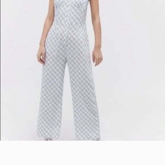 Urban Outfitters,Blue Gingham Women's Jumpsuit,Size L - Picture 3 of 5